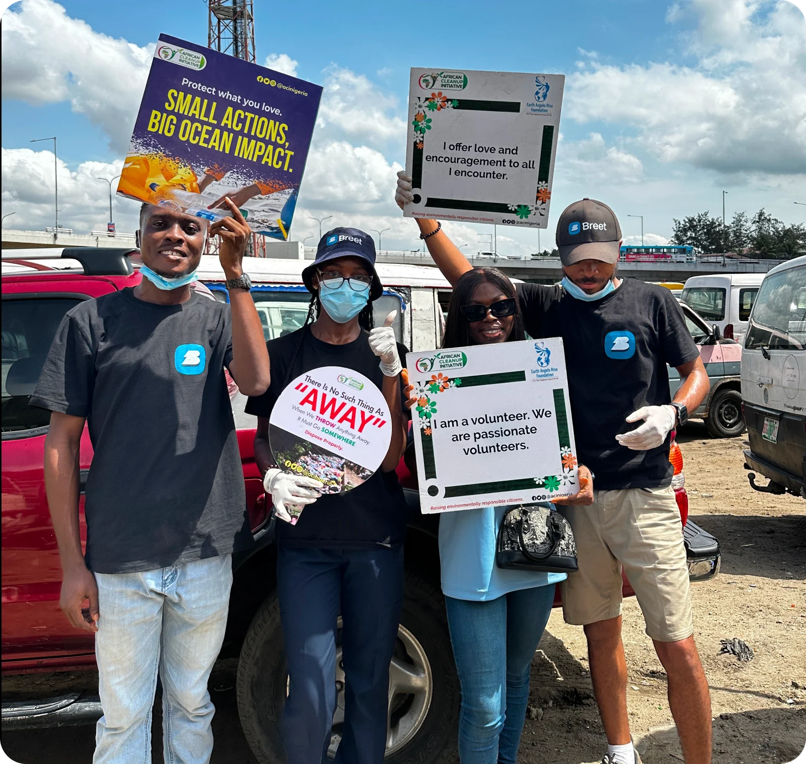 a group of people holding placards
